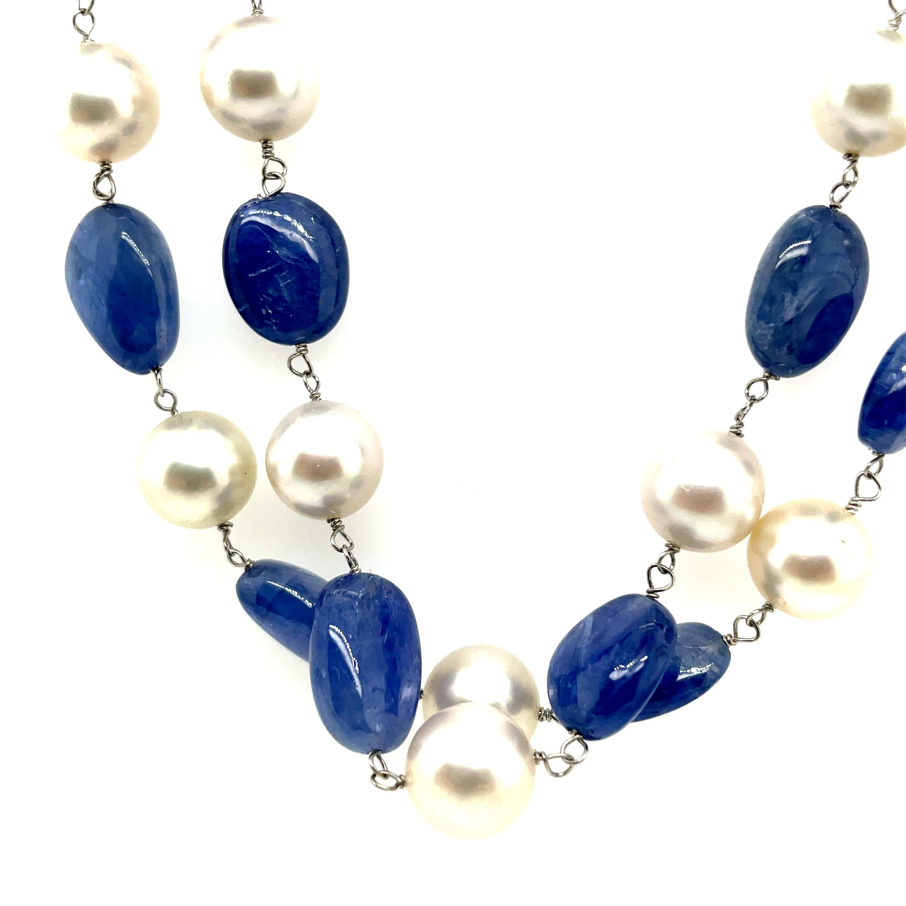 Collier de perles de saphir de Birmanie Cts 253 et perles des mers du Sud, sans chaleur Neuf - En vente à Hong Kong, HK