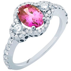No Heat Ceylon Pink Sapphire Diamond Cocktail Ring GIA Certificate