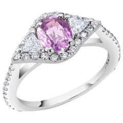 Eighteen Karat Gold No Heat Pink Sapphire Diamond Cocktail Ring GIA Certified