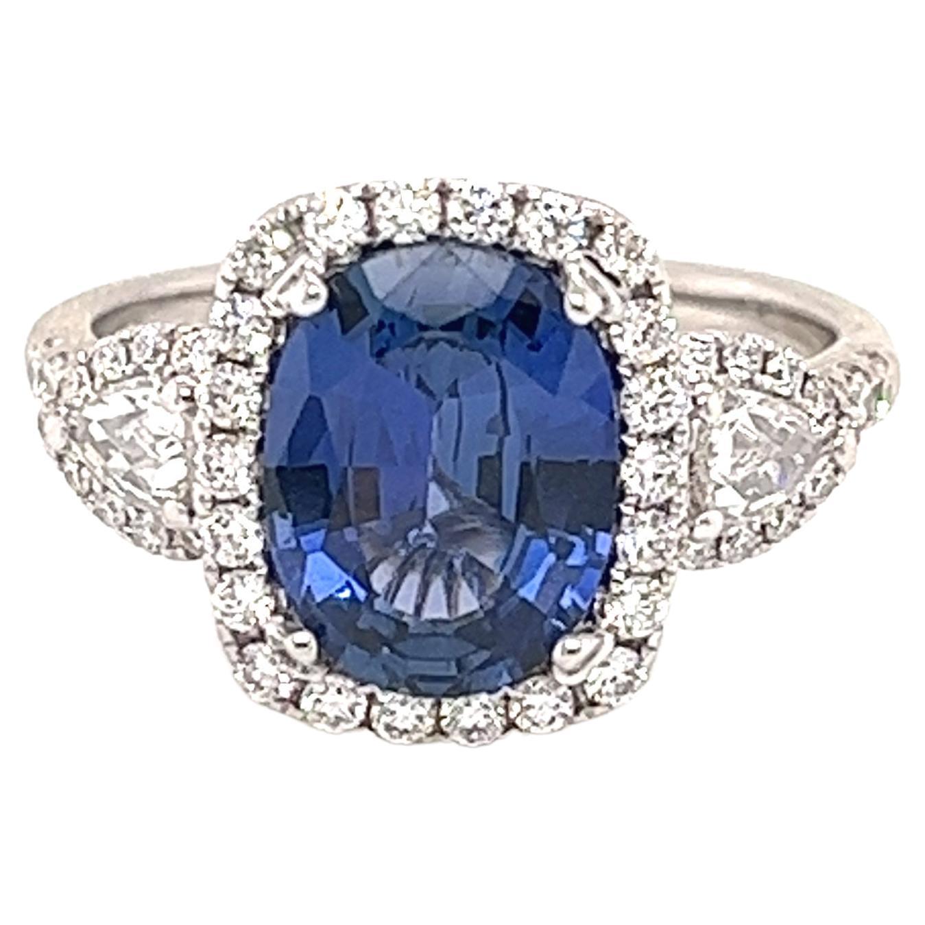 Ceylon No-Heat Sapphire and Diamond Ring For Sale at 1stDibs