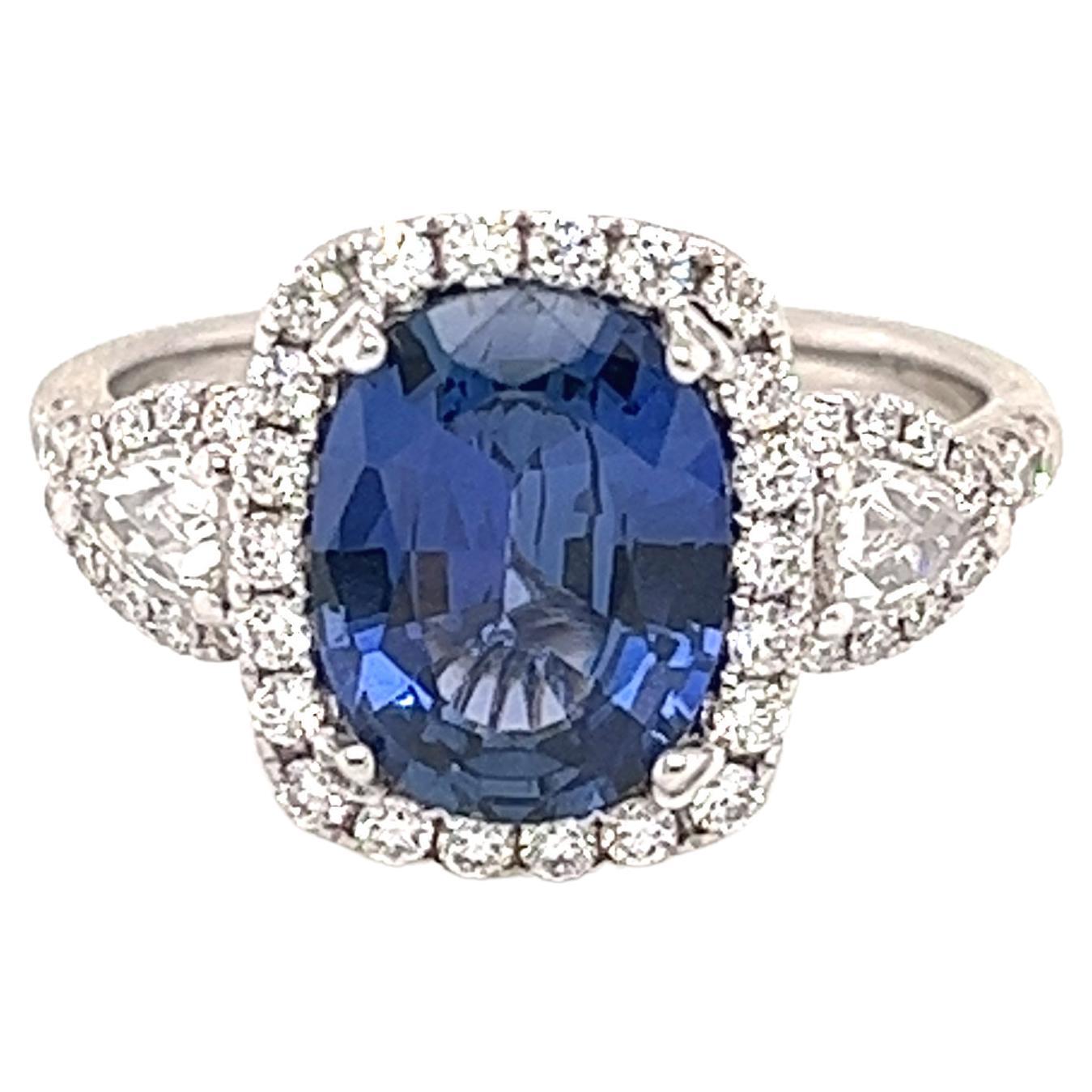 Ceylon NoHeat Sapphire and Diamond Ring For Sale at 1stDibs