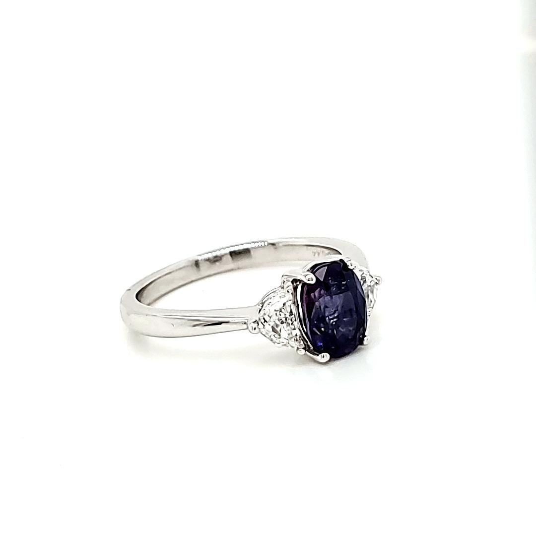 Women's No Heat Change of Color GRS Sapphire Ring 'Violet to Purple' Carats 1.52 Ring For Sale