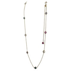 No Heat Colorful Sapphires Yard Necklace (Sapphire Station Necklace)