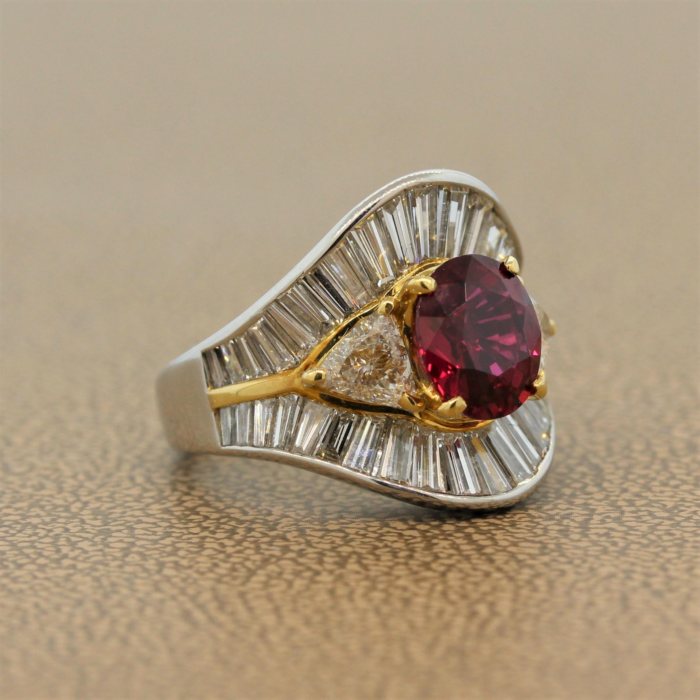No-Heat Gem Ruby Diamond Platinum Gold Ring, GIA Certified In New Condition In Beverly Hills, CA