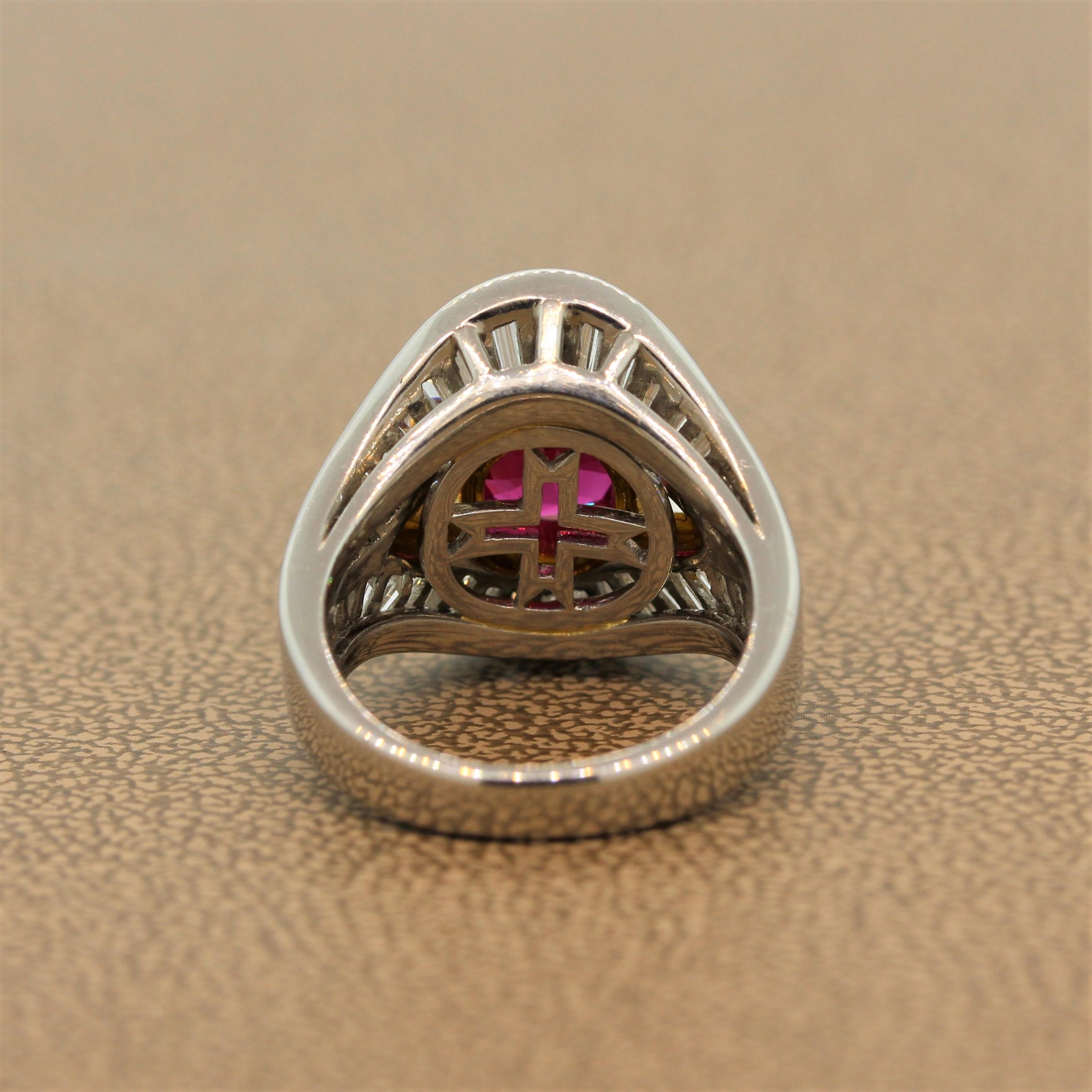 No-Heat Gem Ruby Diamond Platinum Gold Ring, GIA Certified 1