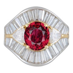 No-Heat Gem Ruby Diamond Platinum Gold Ring, GIA Certified