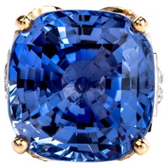 No Heat GIA 33,34 Karat Ceylon  Sapphire  Diamant-Platin-Gold-Cocktail  Ring