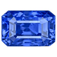 No Heat GRS Switzerland Certified 9.12 Carat Sri-Lanka Emerald Cut Blue Sapphire