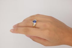 No Heat Kashmir Sapphire with Old Cut Diamonds