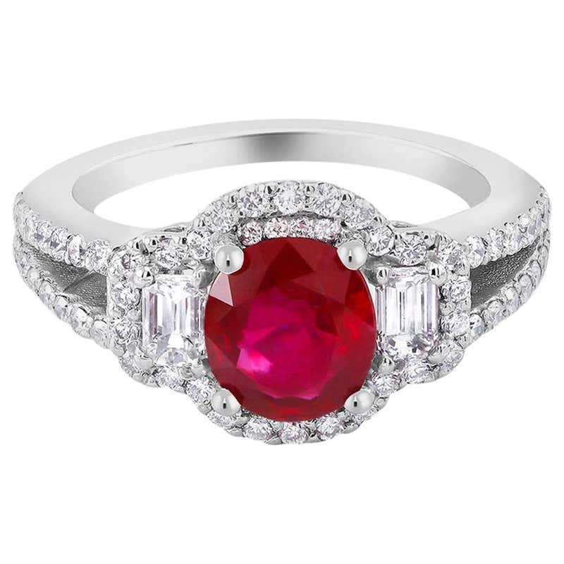 No Heat Magok Burma Ruby Platinum Diamond Ring GIA Certificate at ...