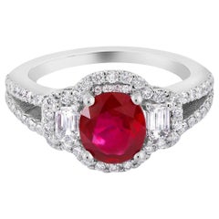 No Heat Magok Burma Ruby Platinum Diamond Ring GIA Certificate