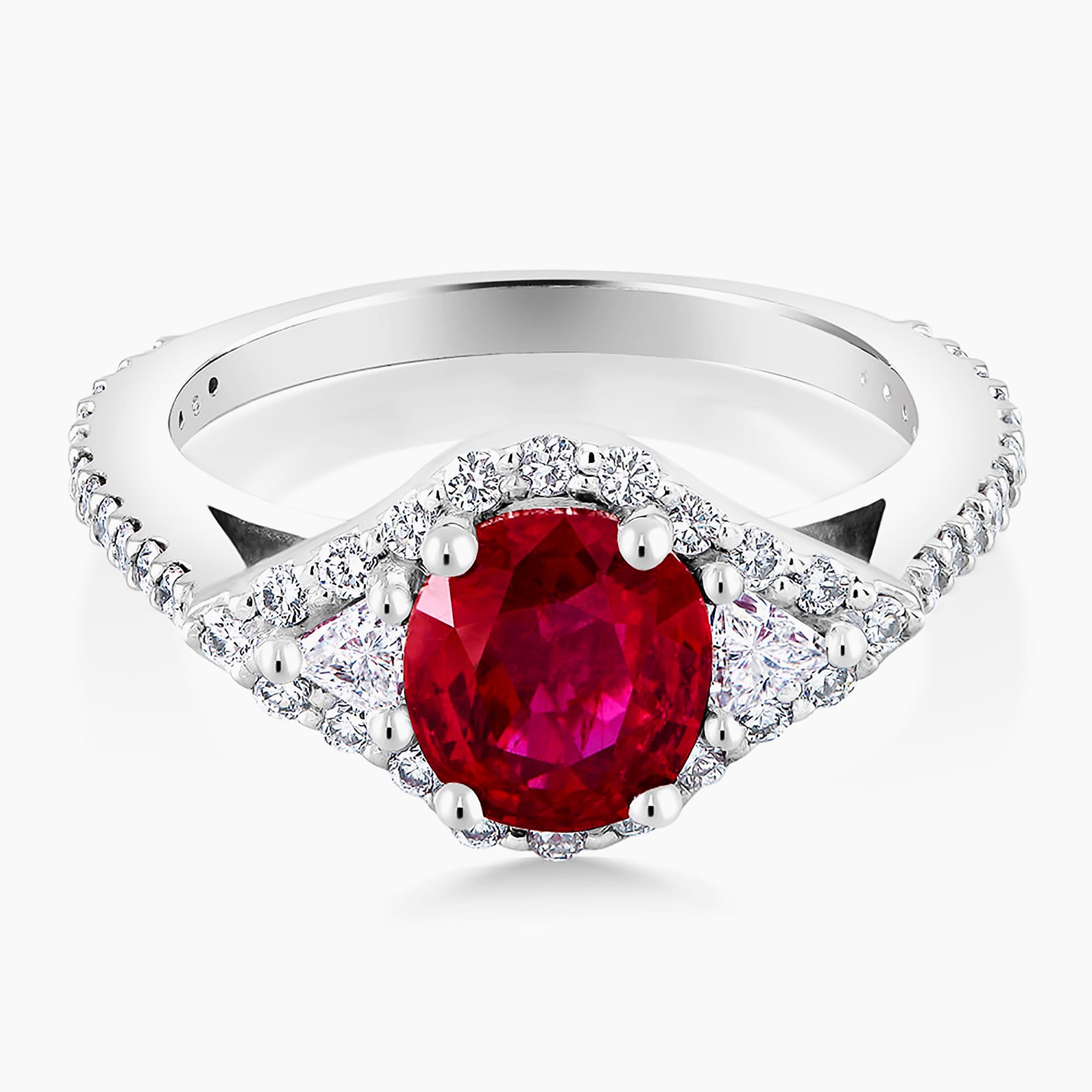 GIA Certified No Heat  Burma Ruby 1.63 Carat Diamond 0.90 Carat Platinum Ring    For Sale 1