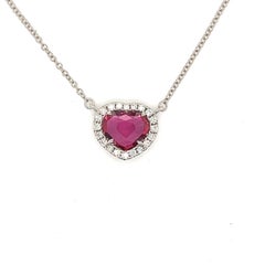 No Heat Mozambique Ruby & Diamond Necklace in 18 Karat White Gold