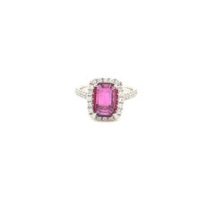 No Heat Mozambique Ruby & Diamond Ring in 18K White Gold