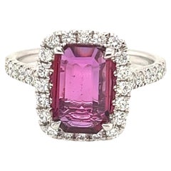 No Heat Mozambique Ruby & Diamond Ring in 18K White Gold