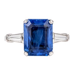 No Heat Natural Ceylon Sapphire and Diamond Classic Platinum Engagement Ring