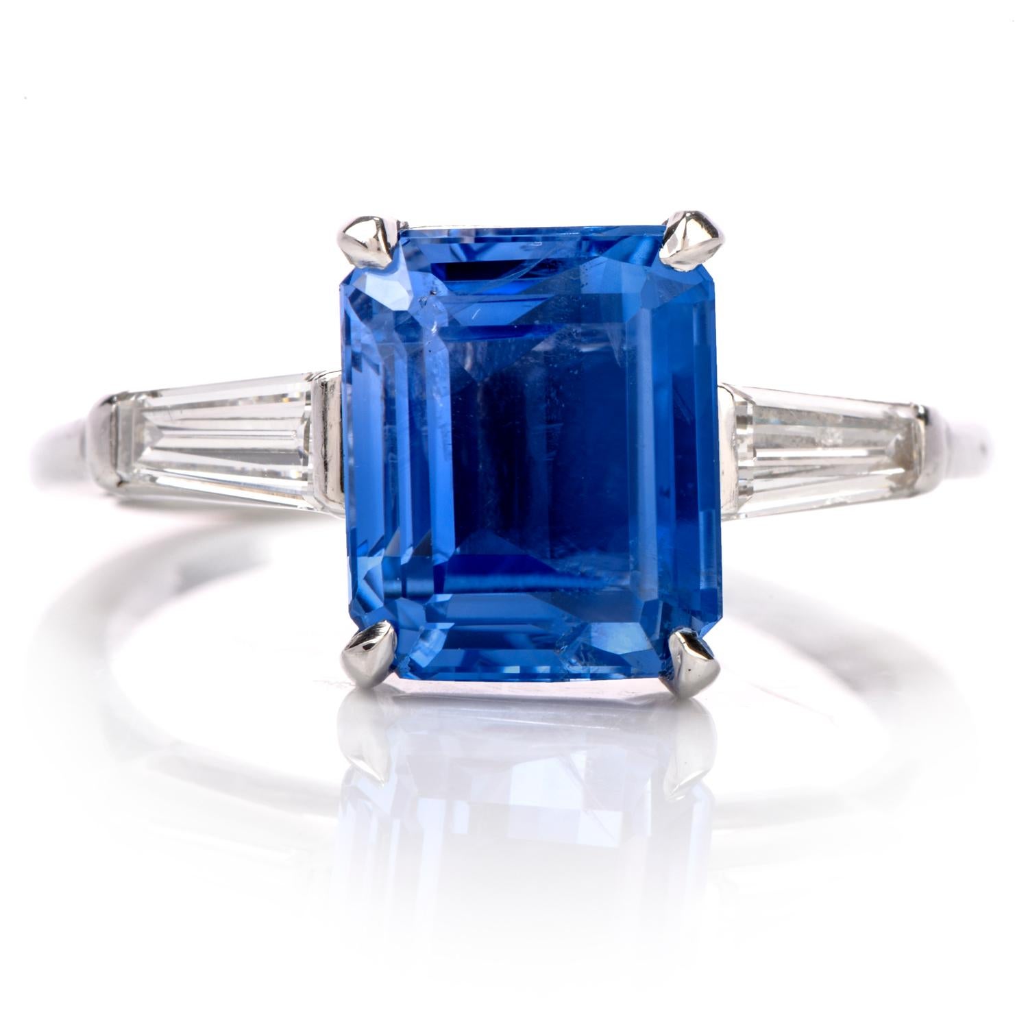Create a Statement with this stunning Natural Sapphire Ring.

Centered in this ring of love is one Cornflower Blue Natural

No Heat, No treatments natural  GIA certified Sri Lankan Sapphire measuring approx 10.02 x 8.26 x 5.09mm and weighing 4.75