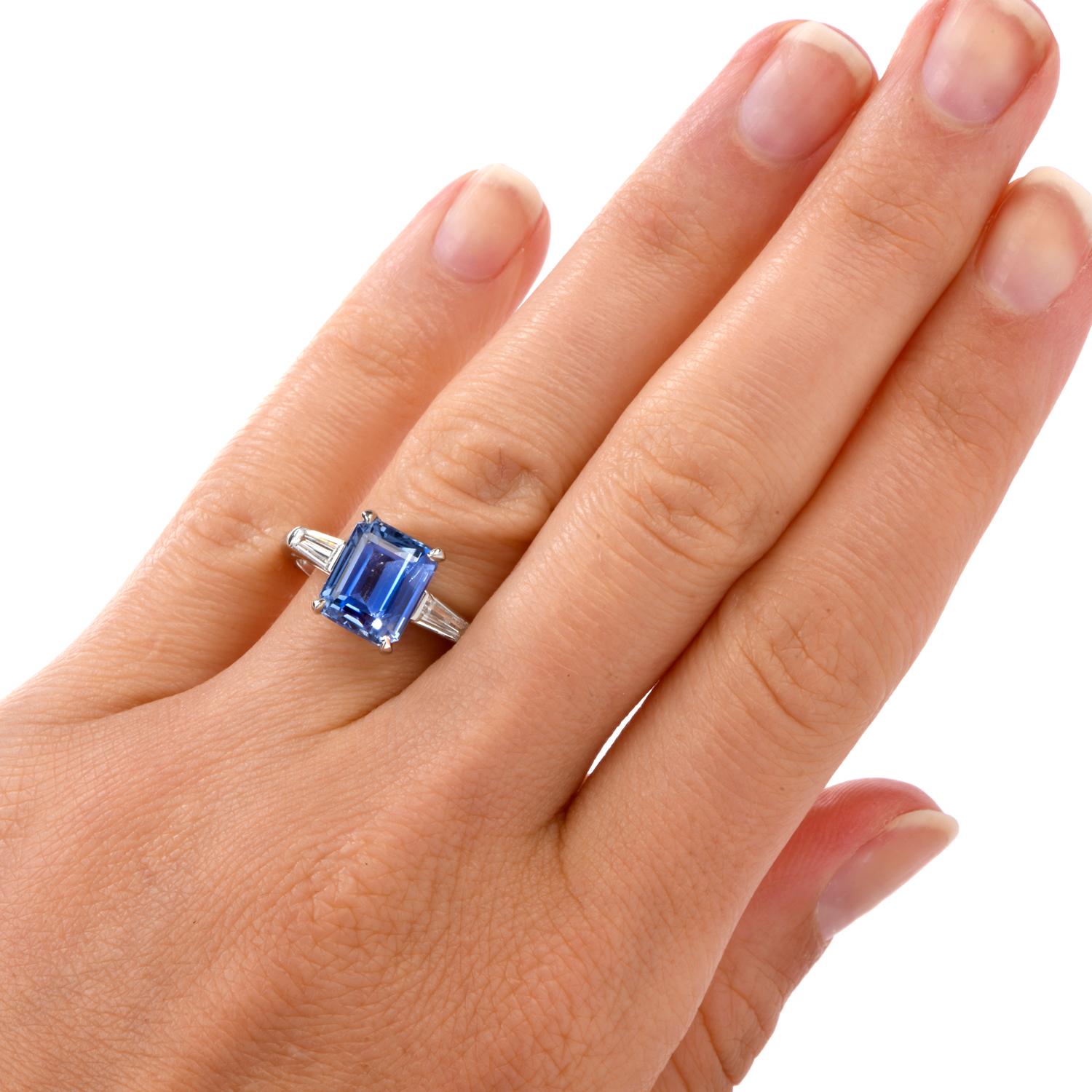 Women's or Men's No Heat Natural GIA Sri Lankan Ceylon Sapphire Diamond Platinum Engagement Ring