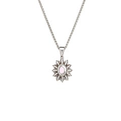 No Heat Natural Pink Sapphire Diamond Necklace 18k White Gold Vintage Jewelry