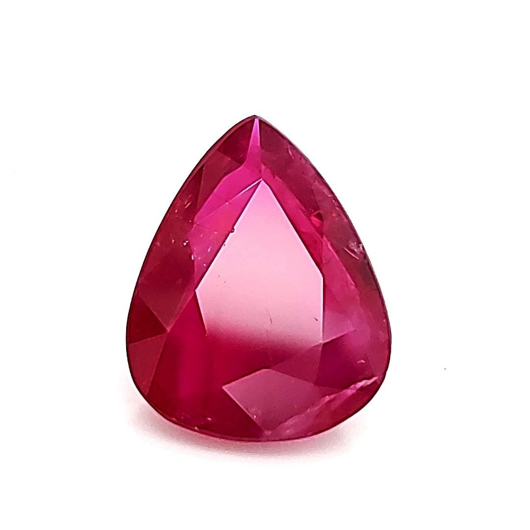 Contemporary No Heat Pear Burma Ruby Carats 5.73 For Sale