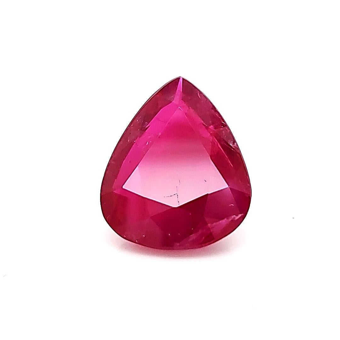 No Heat Pear Burma Ruby Carats 5.73 In New Condition For Sale In Hong Kong, HK