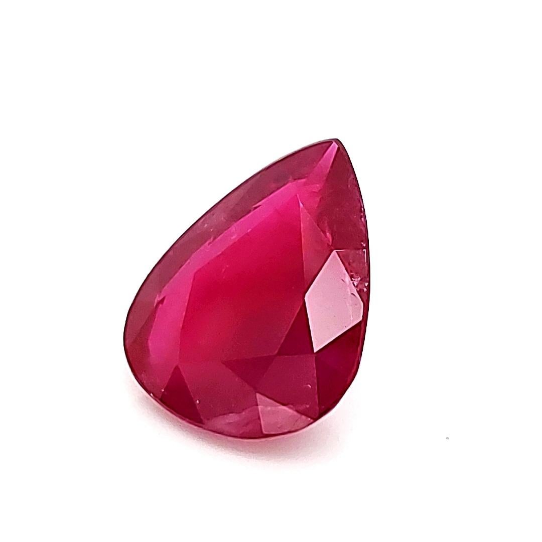 No Heat Pear Burma Ruby Carats 5.73 For Sale 3