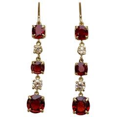 Emeralds Maravellous 6.79 Carats No Heat Red Spinel and Diamond 18K Drop Earring