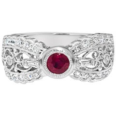 No Heat Ruby and Diamond Platinum Engagement Ring No Heat Ruby and Diamond Platinum Engagement Ring