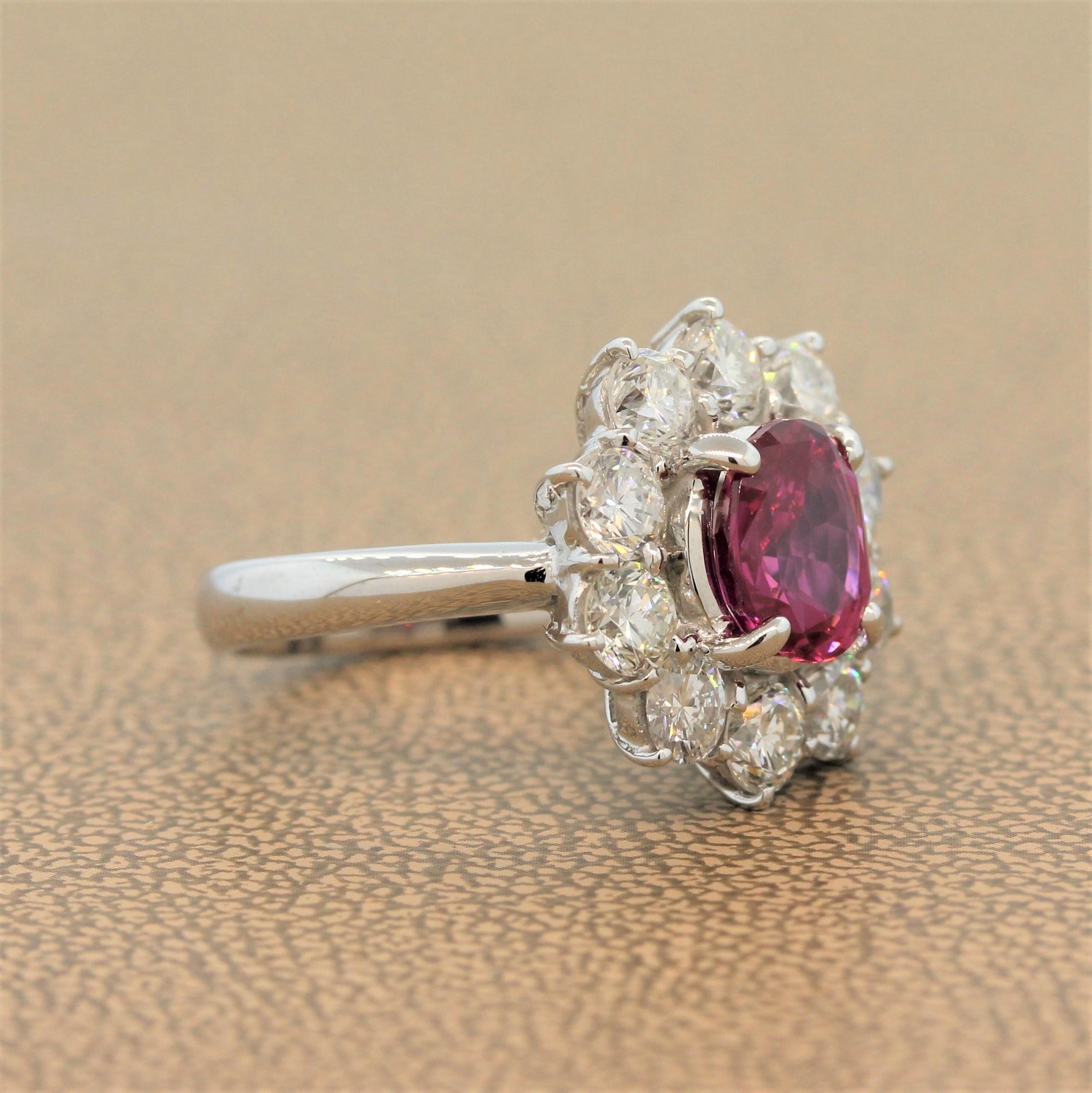 No-Heat Ruby Diamond Platinum Ring, GIA Certified In New Condition For Sale In Beverly Hills, CA