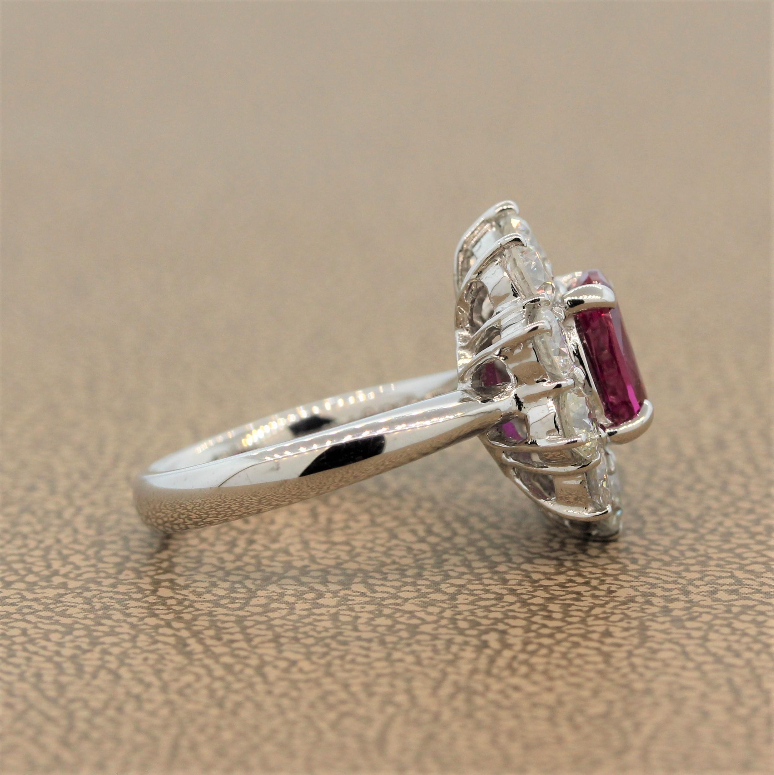 No-Heat Ruby Diamond Platinum Ring, GIA Certified In New Condition For Sale In Beverly Hills, CA