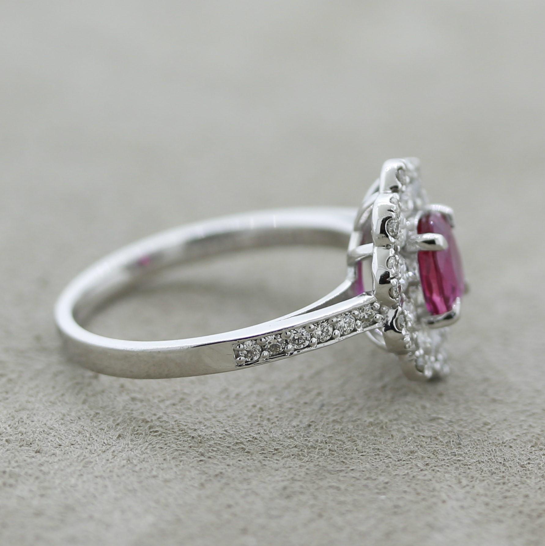  Bague en platine avec diamants et rubis non chauffé, certifiée GIA Pour femmes 