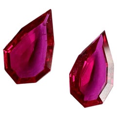 No Heat Ruby Pair for Gem Quality Earrings Mozambique Ruby Modified Pear Cut
