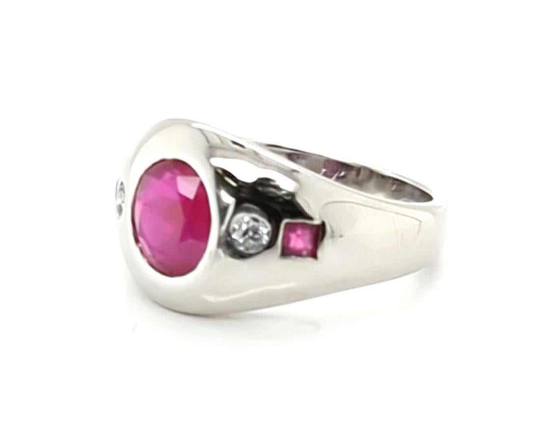 NO HEAT Rubin-Ring GIA 2ct Burma Taubenblut VS Diamant Original 1930er Jahre Art Deco im Zustand „Gut“ in Dearborn, MI