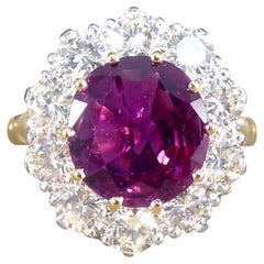No Heat Ruby Weighing 3.15ct and Diamond Cluster Ring 18ct Yellow & White Gold