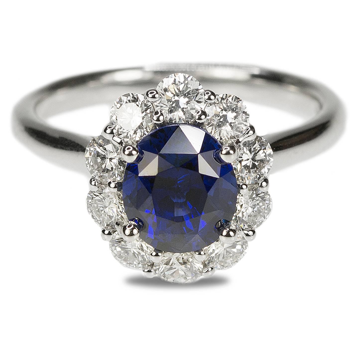 No Heat Sapphire and Diamond Gold Ring 1