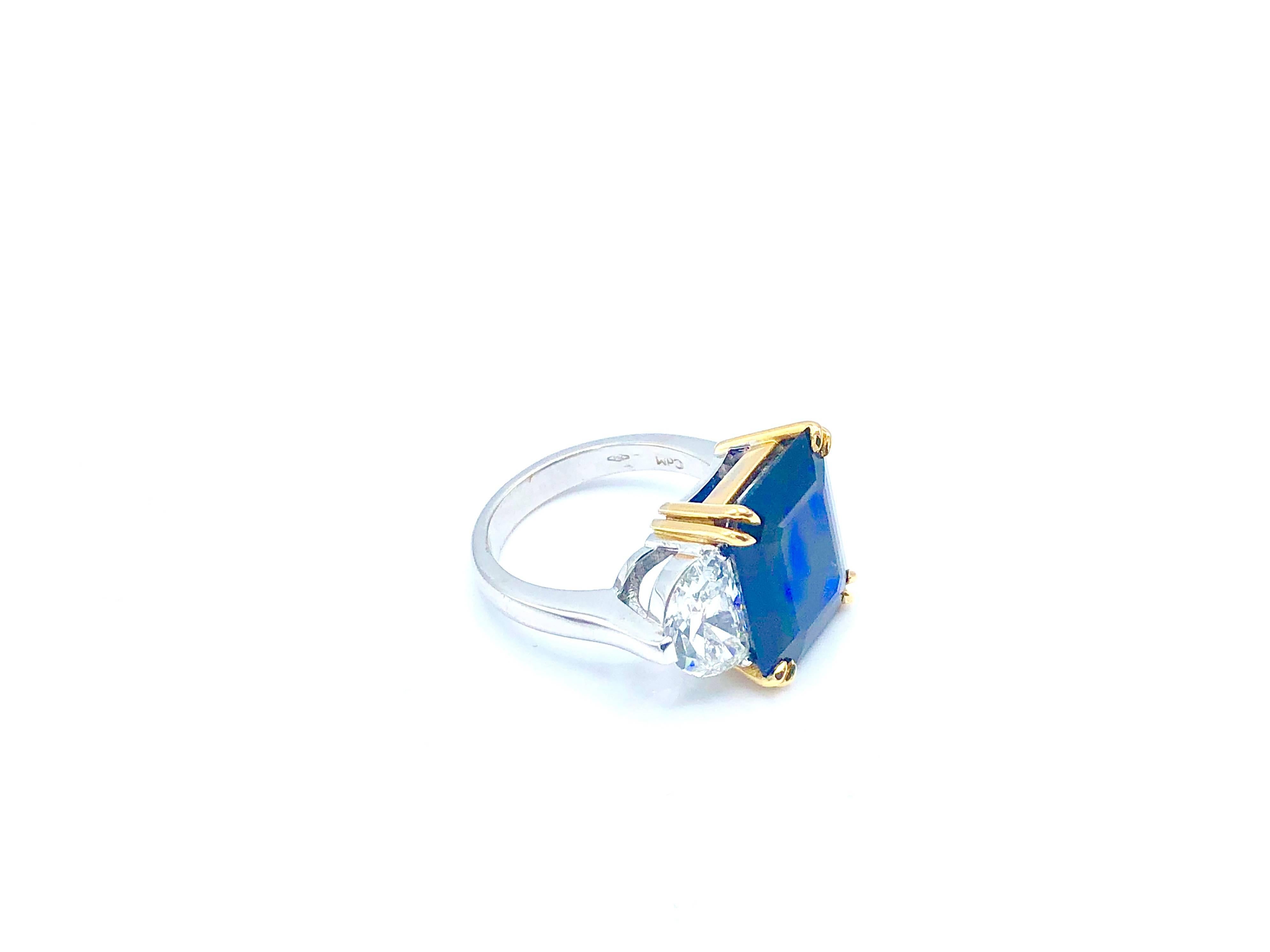 Emerald Cut No Heat Sapphire Cocktail Ring For Sale