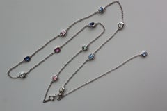 Halskette mit unbehandelten Saphiren in Yard (Sapphire Station Halskette)-3,32ct/Weißgold