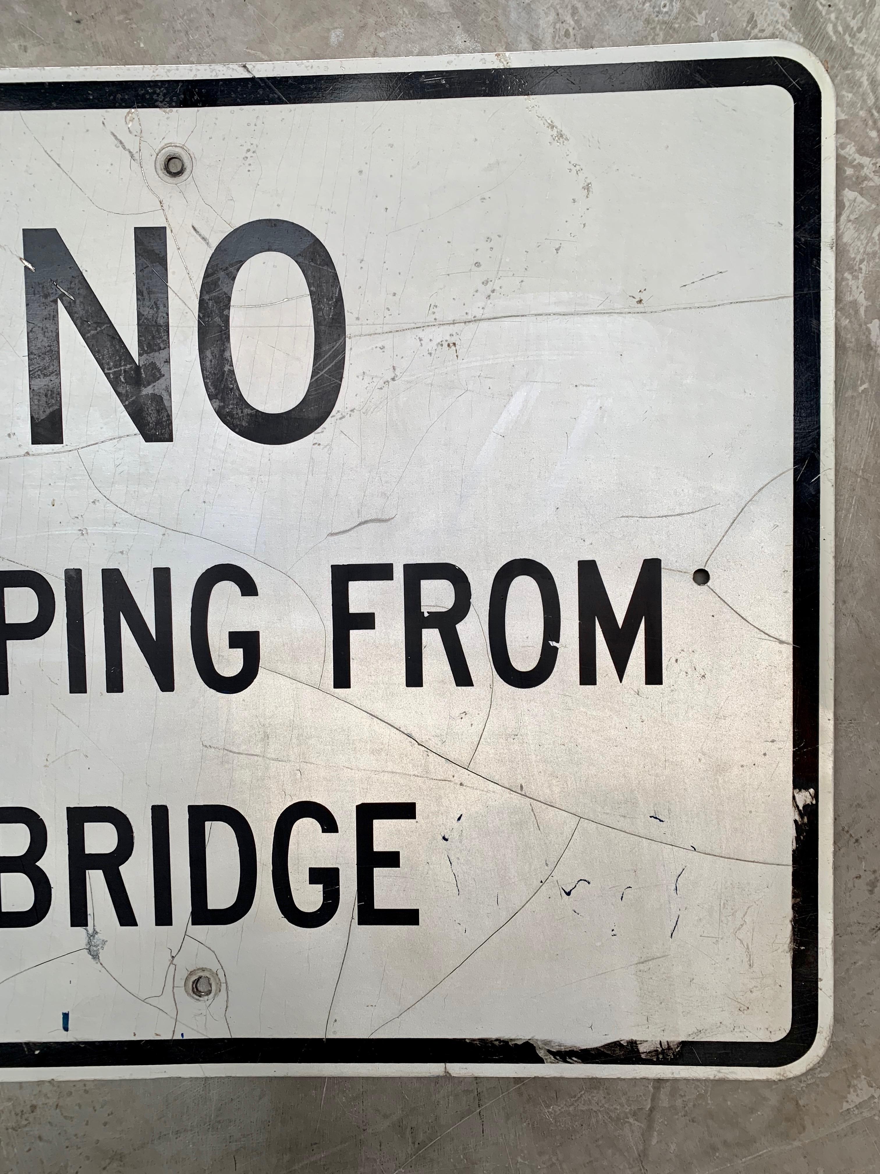 American No Jumping from Bridge Vintage Sign