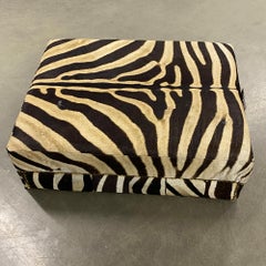 No Legs Zebra Rectangular Ottoman Coffee Table, Real Zebra Skin Furniture Table