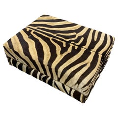 No Legs Zebra Rectangular Ottoman Coffee Table, Genuine Zebra Skin Decor Table