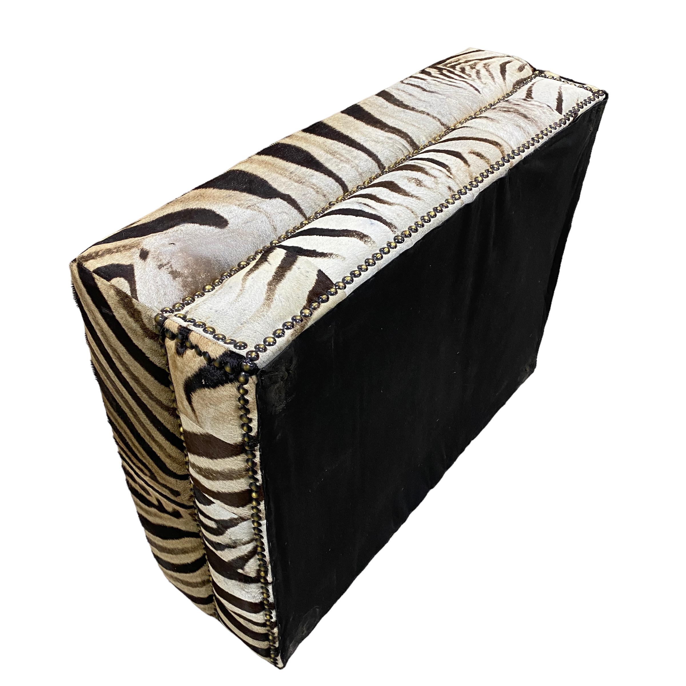 Africain No Legs Zebra Rectangular Ottoman Coffee Table, Real Zebra Skin Furniture Table en vente