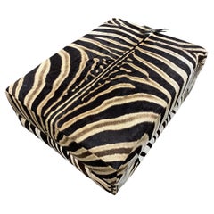 No Legs Zebra Rectangular Ottoman Coffee Table, Real Zebra Skin Furniture Table
