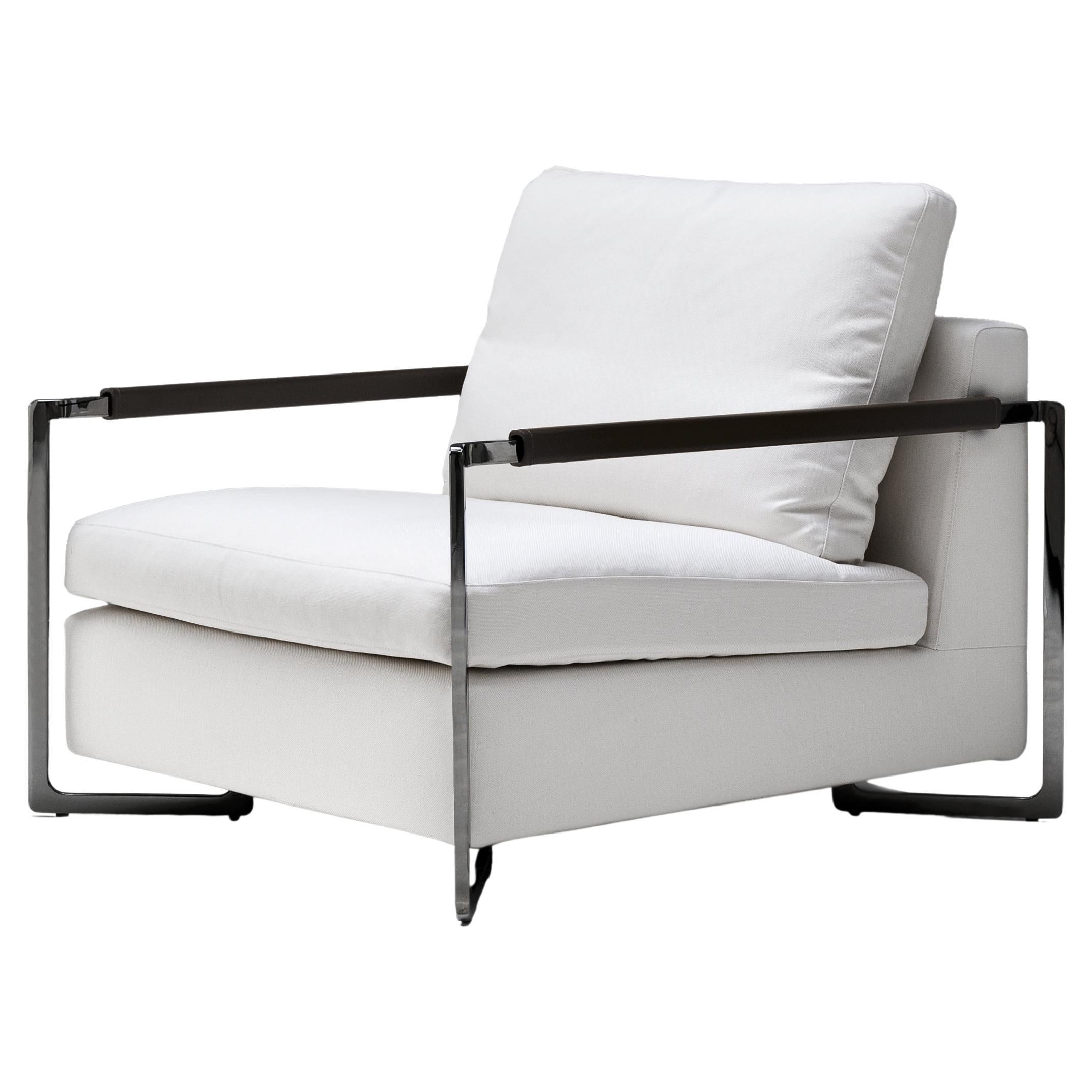 No Logo Light Armchair Vip White Upholstery & Nickel Frame by Sergio Bicego