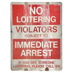 Vintage No Loitering Street Sign, 1980s USA