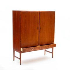 N.O. Møller Danish Teak Cabinet with Light Maple Interior, 1960s
