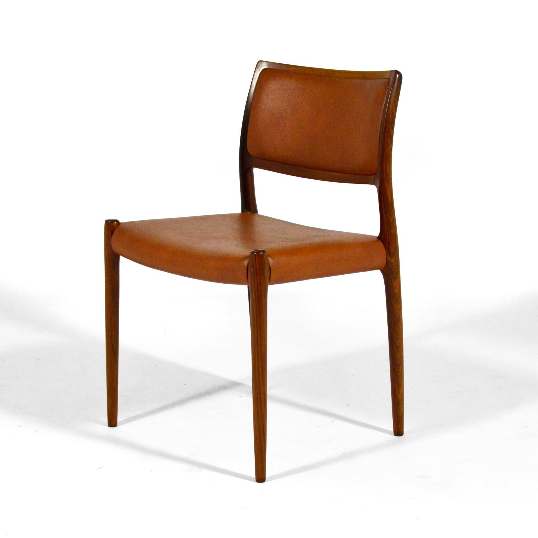 Mid-20th Century N.O. Møller Model 80 & 65 Rosewood Chairs Set of Six