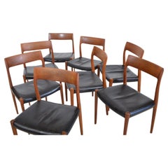 N.O. Møller Teak Dining Chairs, Set of Eight by Møllers Møbelfabrik in Denmark