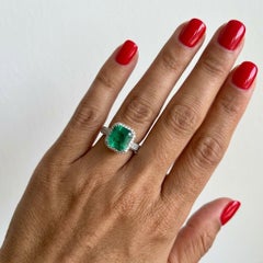 NO OIL 4.6 Ct. Colombian Emerald & Diamond Ring — GRS Certified