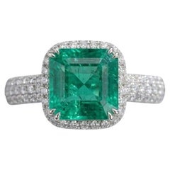 NO OIL 4.6 Ct. Colombian Emerald & Diamond Ring — GRS Certified