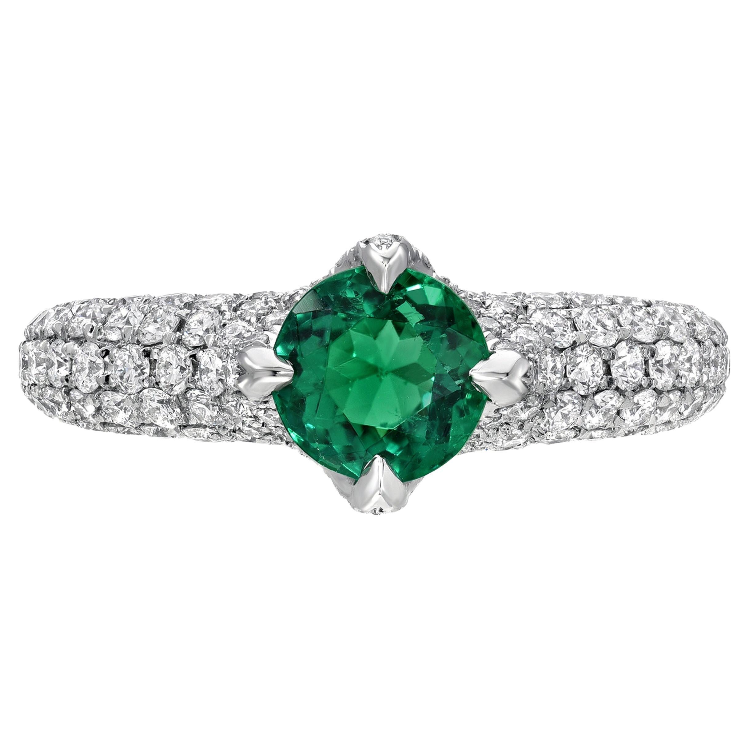 Anello in platino con smeraldo colombiano senza olio - un tesoro raro di Merkaba Beverly Hills